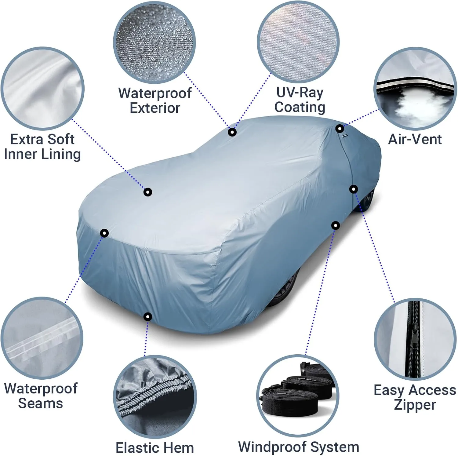 iCarCover Premium Car Cover for 1958-1967 Chevy Corvette C1, C2 Heavy Duty Waterproof All Weather Automobiles Custom Fit Indoor Outdoor UV Snow Protection Covers with Straps and Bag