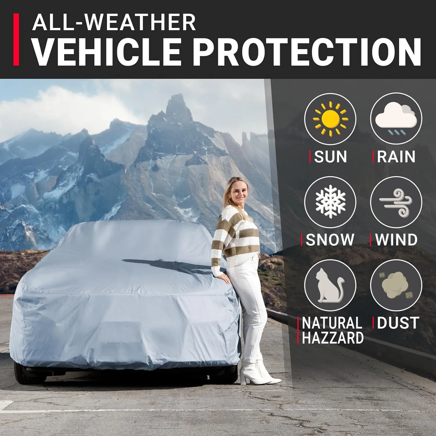 iCarCover Premium Car Cover for 1958-1967 Chevy Corvette C1, C2 Heavy Duty Waterproof All Weather Automobiles Custom Fit Indoor Outdoor UV Snow Protection Covers with Straps and Bag