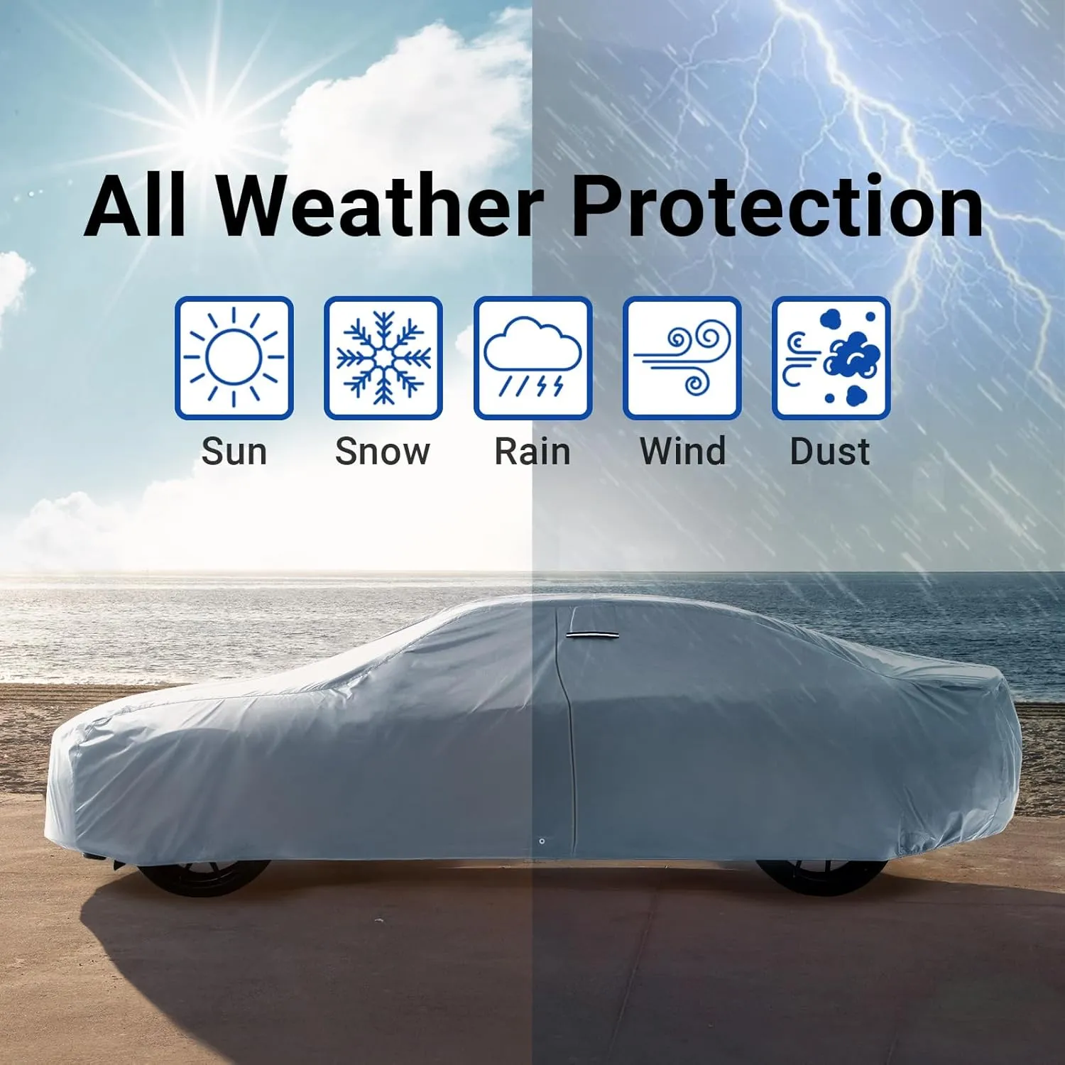 iCarCover Premium Car Cover for 1958-1967 Chevy Corvette C1, C2 Heavy Duty Waterproof All Weather Automobiles Custom Fit Indoor Outdoor UV Snow Protection Covers with Straps and Bag