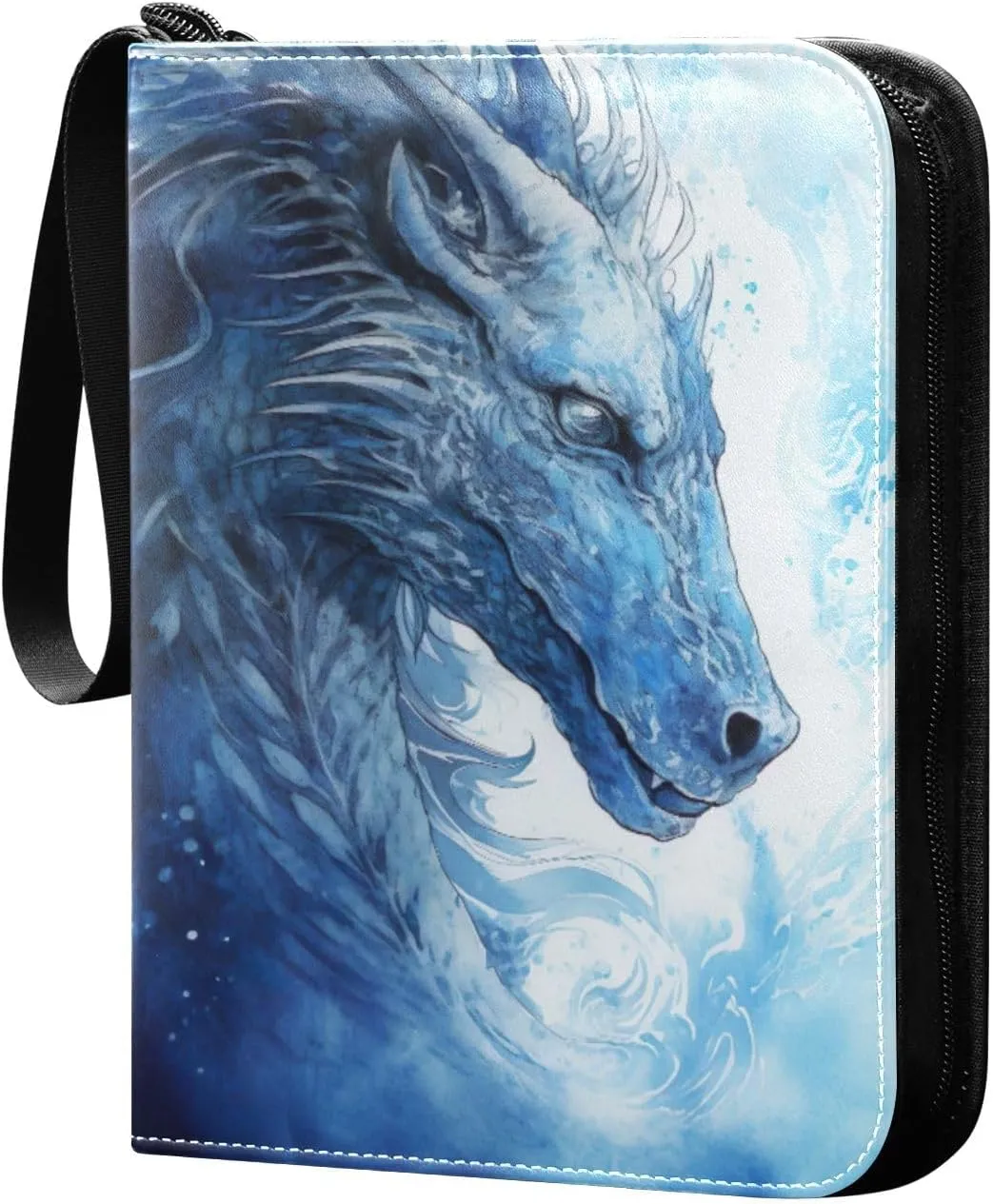 Ice Dragon Painting Card Binder 4-Pocket, 400 Pockets Trading Cards Holder Games Card Albums Storage Organizer Case for Football, Baseball Cards