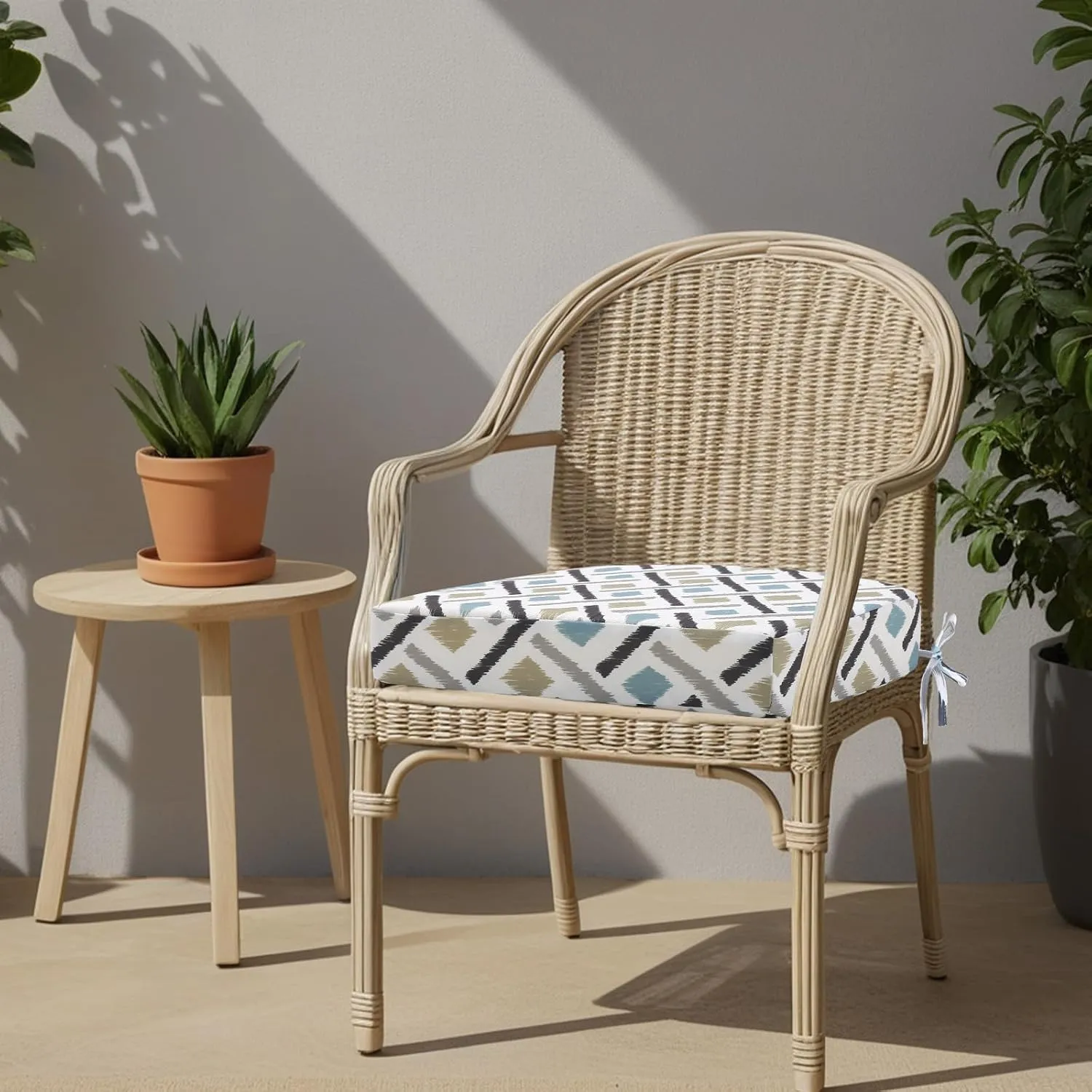 idee-home Outdoor Chair Cushions Set of 2, Thick 17" x 17" x 3" Outdoor Seat Cushions Patio Furniture Waterproof with Ties, Dining Pads