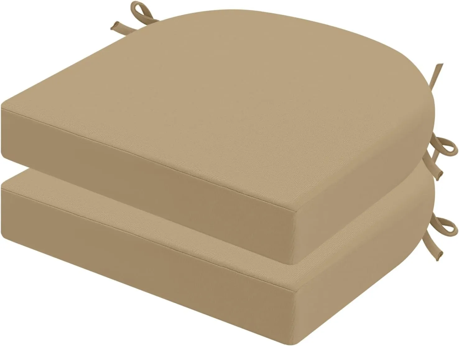 idee-home Outdoor Chair Cushions Set of 2, Thick 19" x 19" x 3" Outdoor Seat Cushions Patio Furniture Waterproof with Ties, Dining Pads