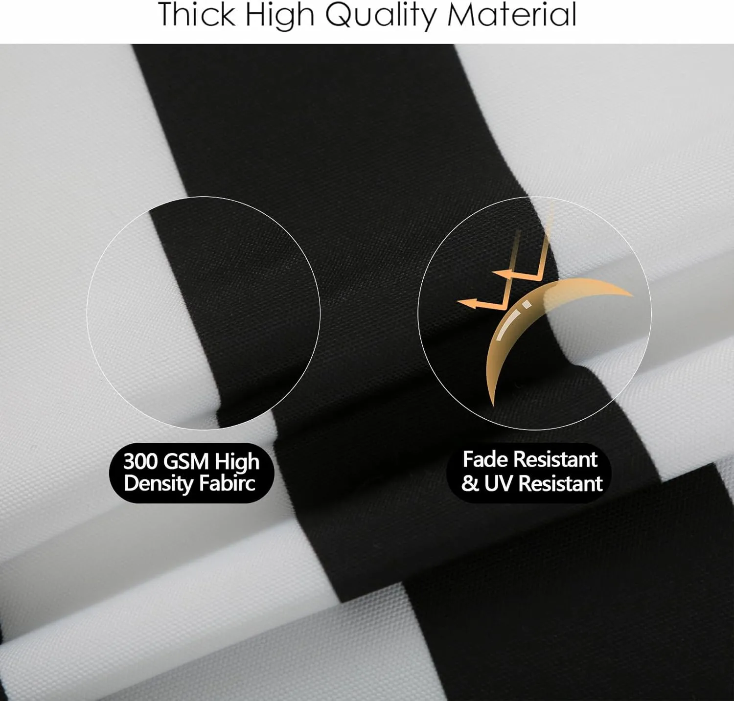 idee-home Outdoor Chair Cushions Set of 2, Thick 19" x 19" x 3" Patio Chair Cushions for Outdoor Furniture Waterproof with Ties, Outdoor Seat Cushion, Patio Chair Pads Dining Chair Black Stripes