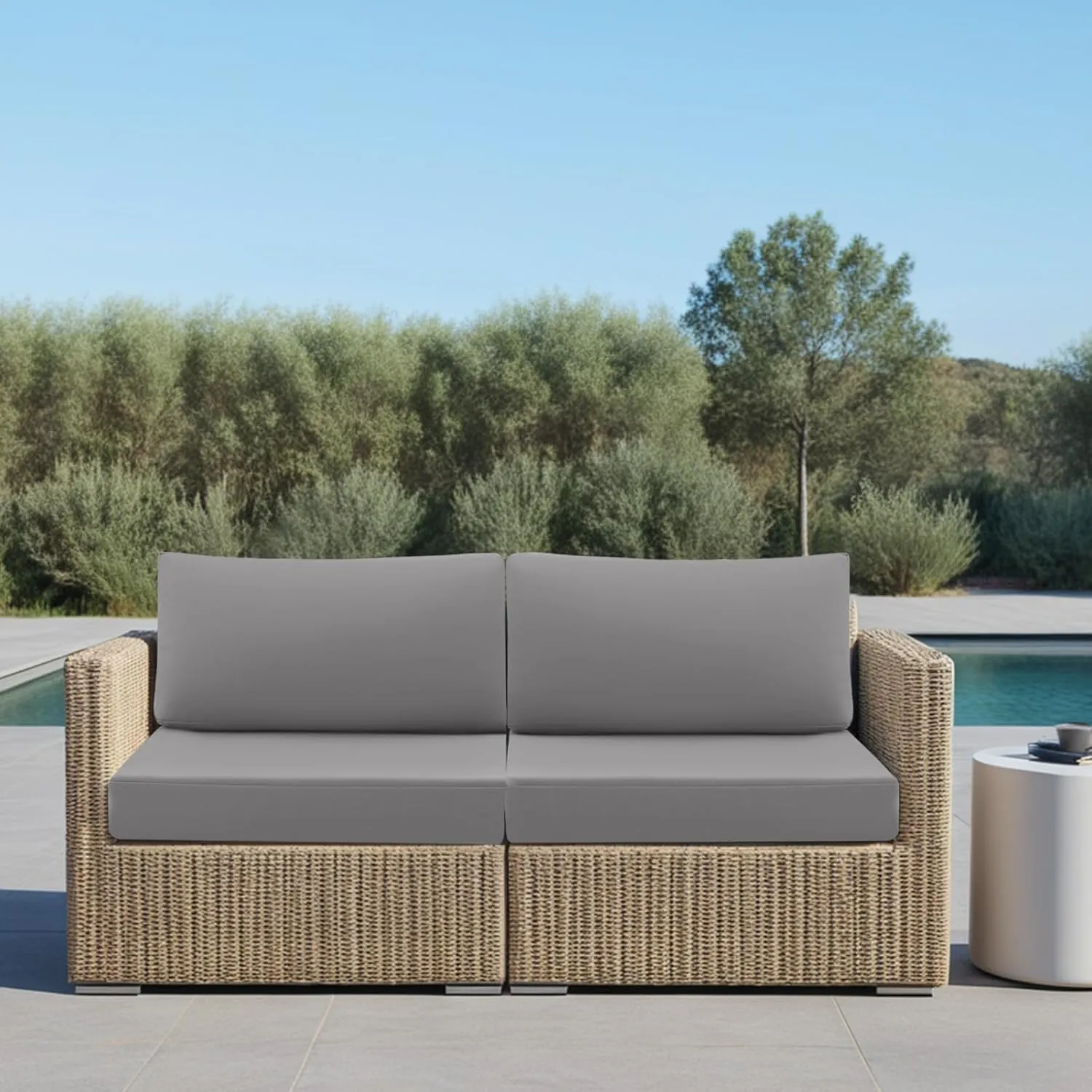 idee-home Outdoor Cushions for Patio Furniture, Outdoor Seat Cushion, Waterproof Hampton Bay Deep Seat Replacement Couch Chair Cushions for Garden Lawn Backyard Deck, 26.5 x 26.5 Grey