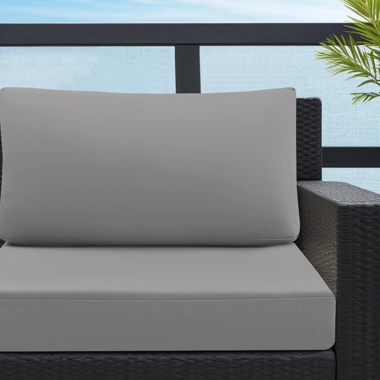 idee-home Outdoor Cushions for Patio Furniture, Outdoor Seat Cushion, Waterproof Hampton Bay Deep Seat Replacement Couch Chair Cushions for Garden Lawn Backyard Deck, 26.5 x 26.5 Grey