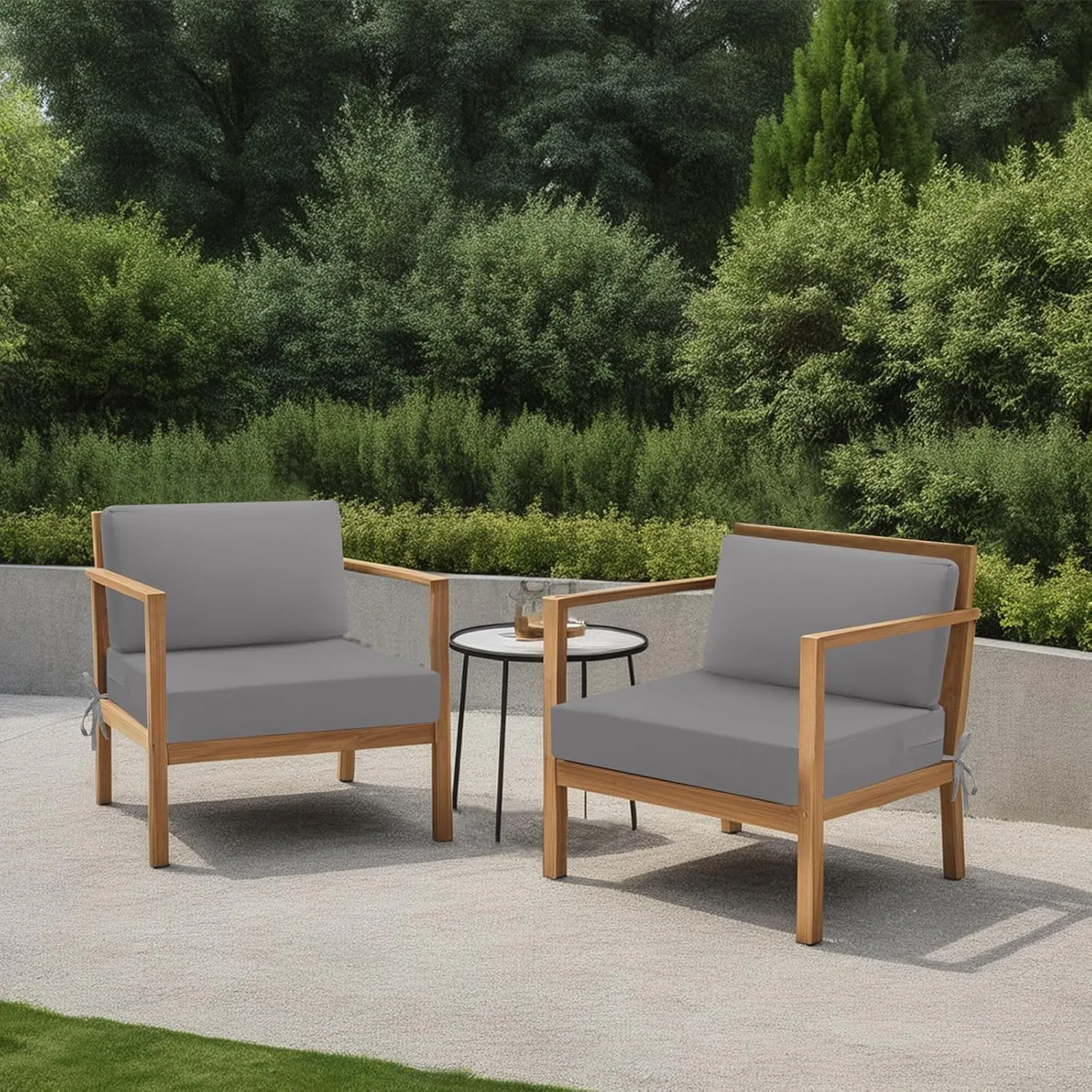 idee-home Outdoor Cushions for Patio Furniture, Outdoor Seat Cushion, Waterproof Hampton Bay Deep Seat Replacement Couch Chair Cushions for Garden Lawn Backyard Deck, 26.5 x 26.5 Grey