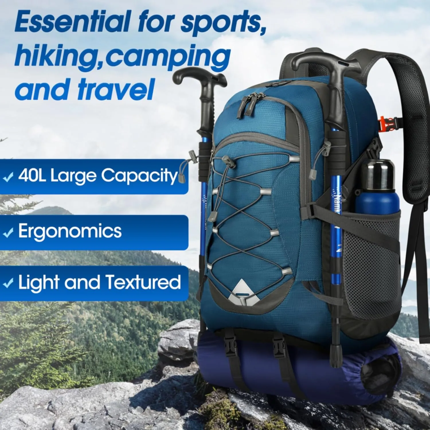 IGOLUMON Hiking Backpack 40L Packable Lightweight Camping Backpack Men Women Waterproof Hiking Daypack Outdoor Travel Daypack