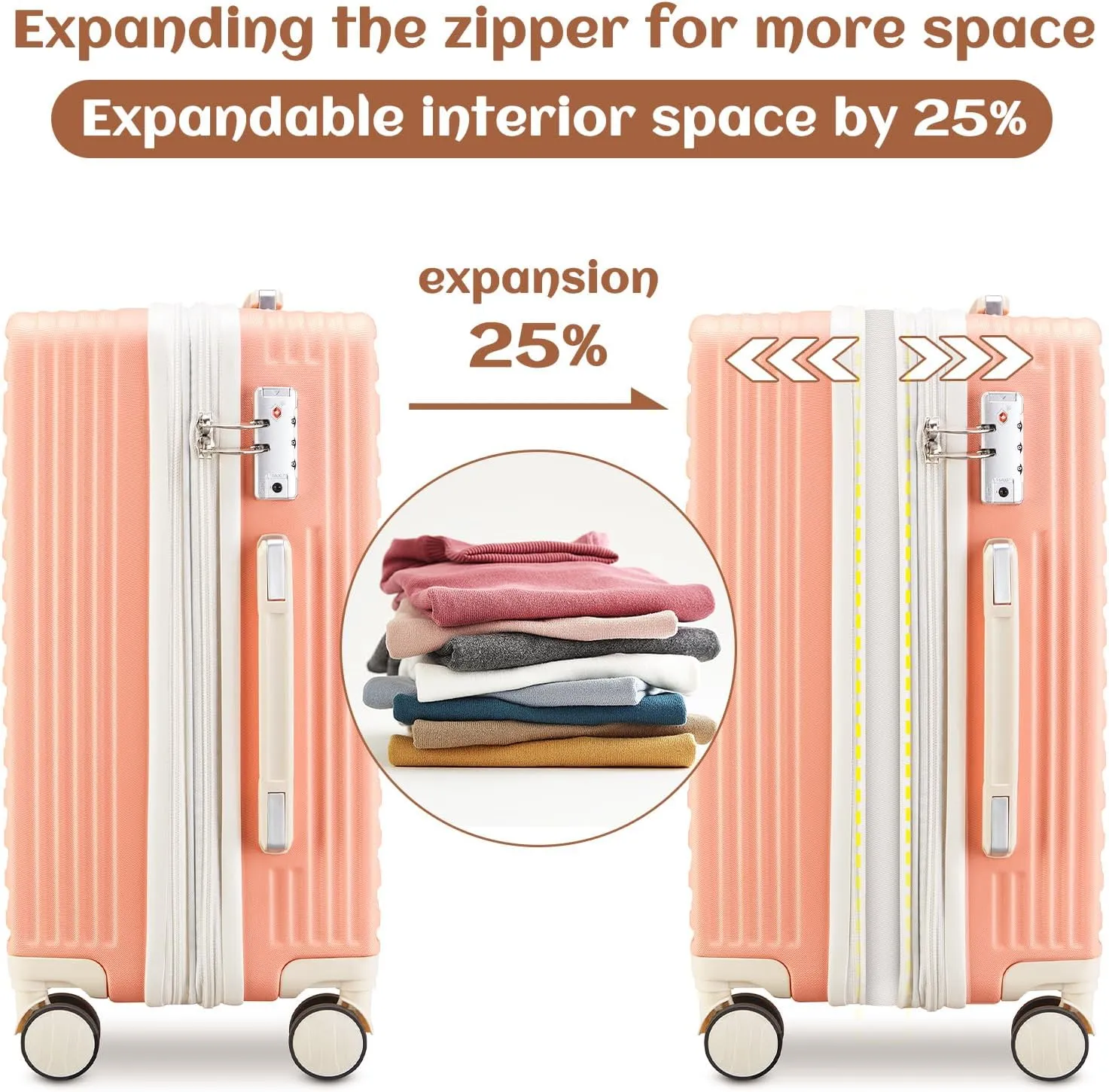 imiomo Luggage Sets 3 Piece,Expandable Hardside Suitcase Set with Spinner Wheels,Lightweight Travel Luggage set with TSA Lock（20/24/28,Pink）