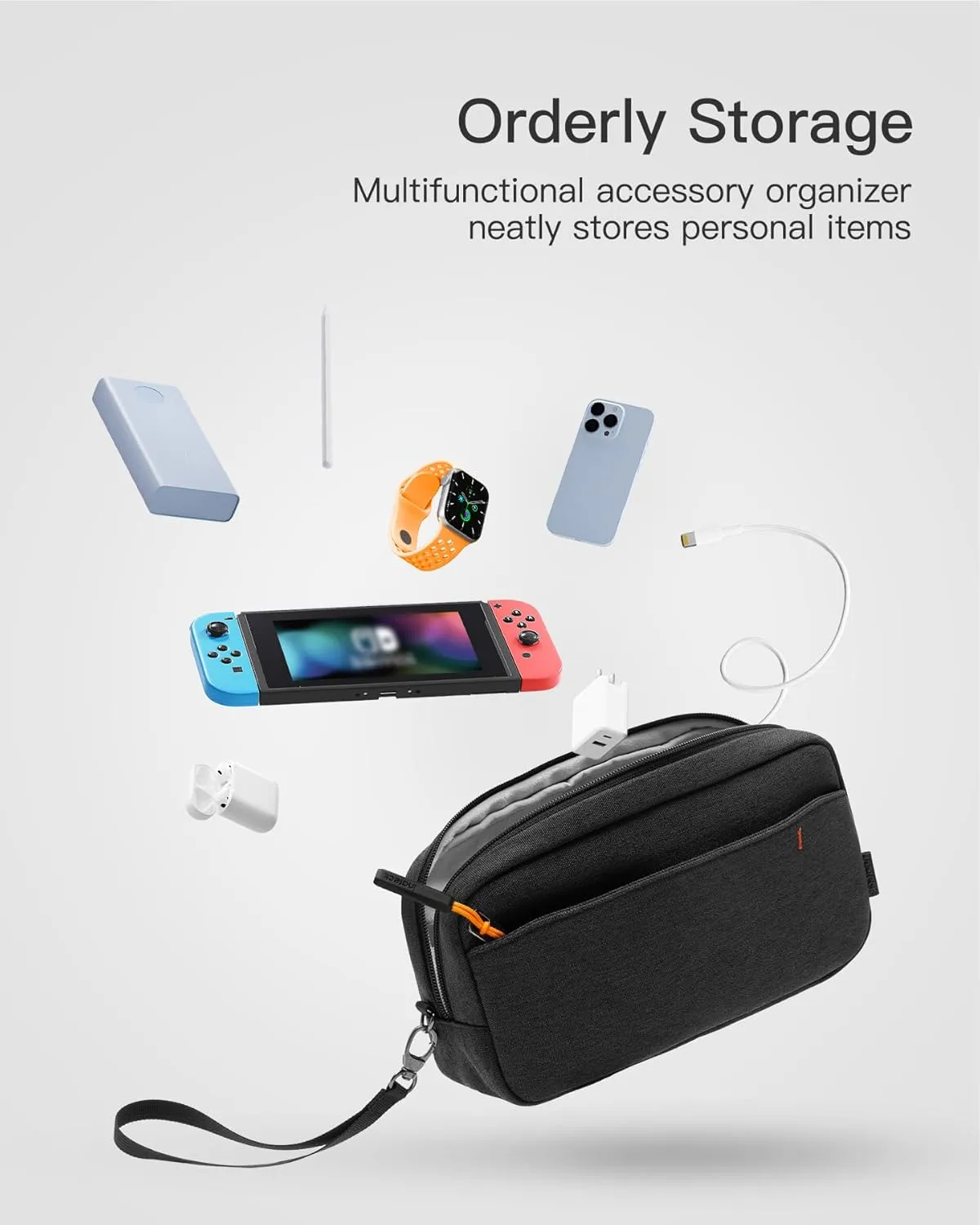 Inateck Electronics Organizer Travel Case, Water-resistant Cable Organizer Pouch, Multi-purpose Accessories Carry Case for Cord, Charger, Cables, Phone, USB Drive