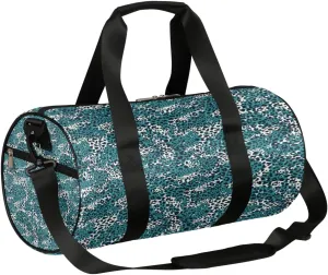 Indigo Blue Leopard Pattern Gym Bag Small Gym Duffel Bags for Men Women Overnight Weekender Bag Lightweight Sport Duffle Bag Carry On Gymbag