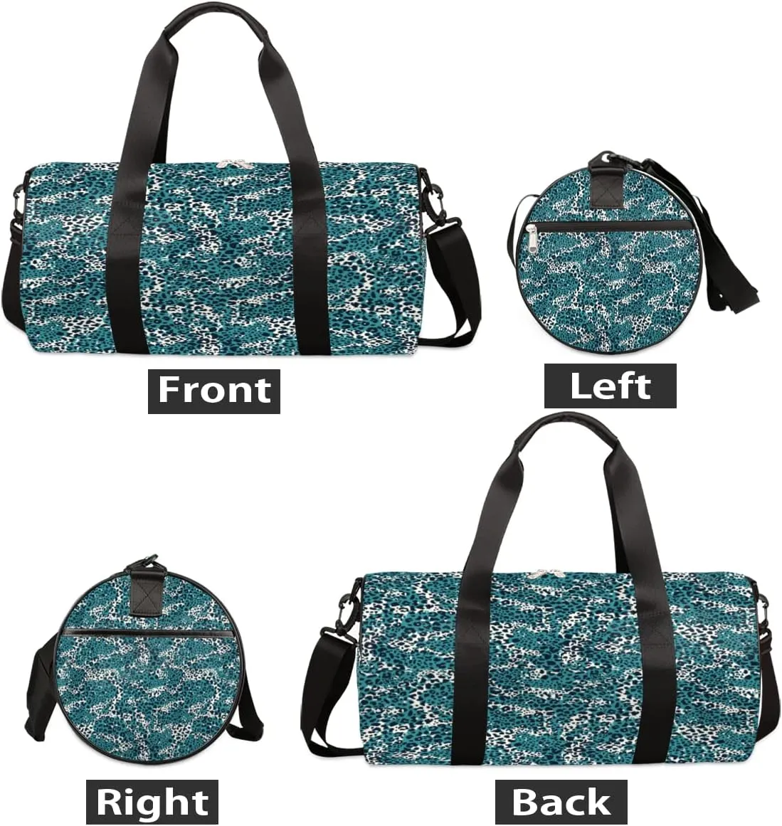 Indigo Blue Leopard Pattern Gym Bag Small Gym Duffel Bags for Men Women Overnight Weekender Bag Lightweight Sport Duffle Bag Carry On Gymbag
