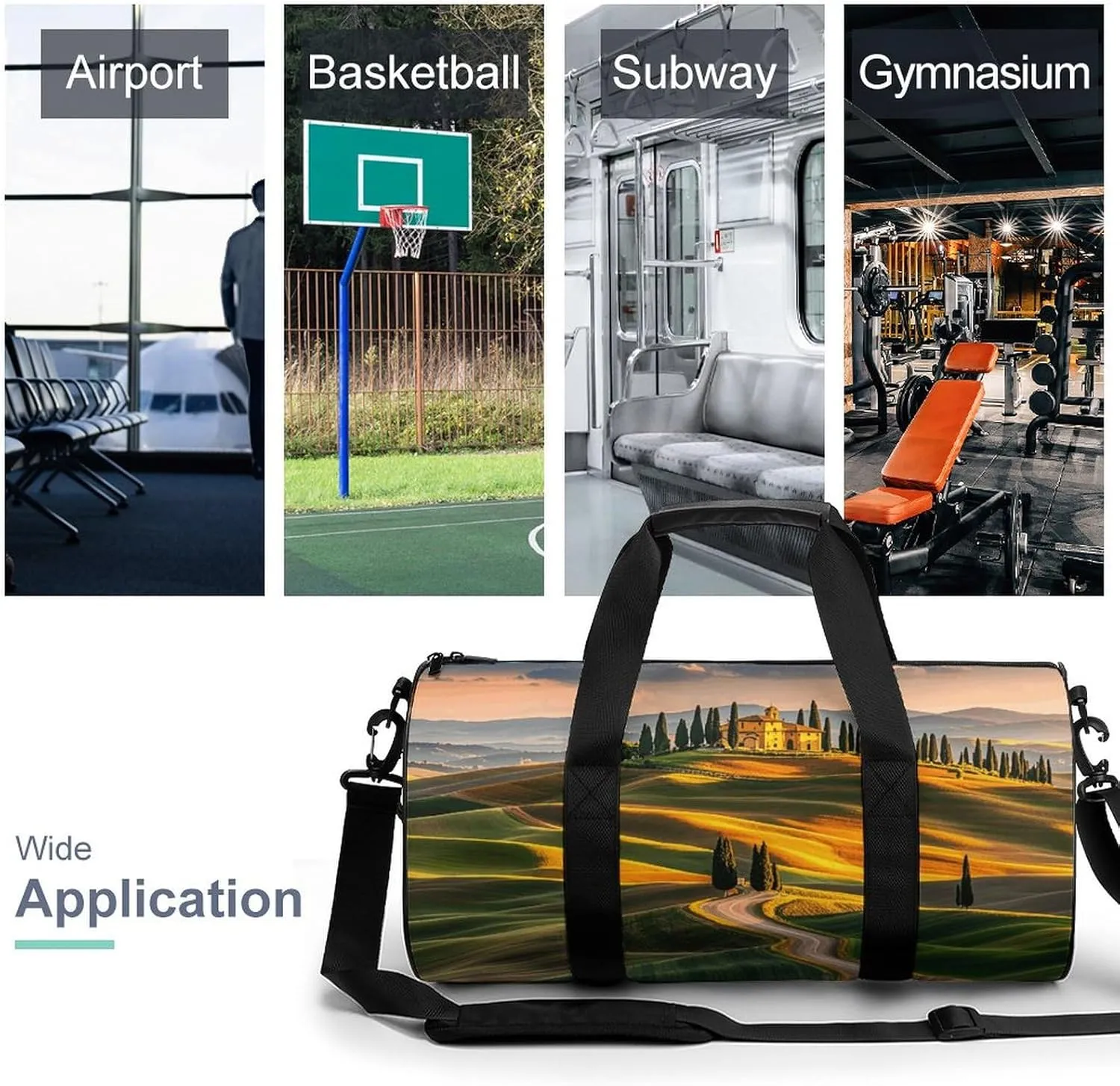 Italy-Tuscan Gym Bag Small Travel Duffle Bag with Compartment Carry On Weekender Bag for Women Men