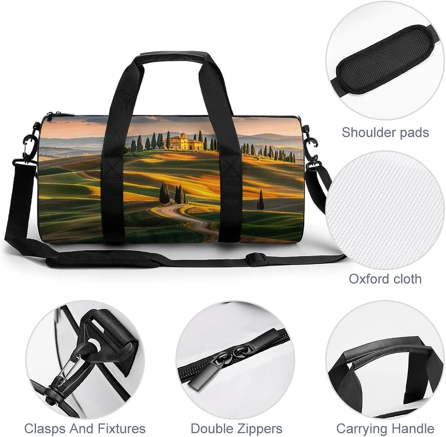 Italy-Tuscan Gym Bag Small Travel Duffle Bag with Compartment Carry On Weekender Bag for Women Men