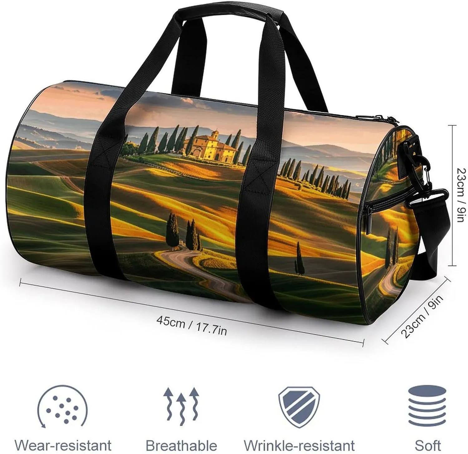 Italy-Tuscan Gym Bag Small Travel Duffle Bag with Compartment Carry On Weekender Bag for Women Men