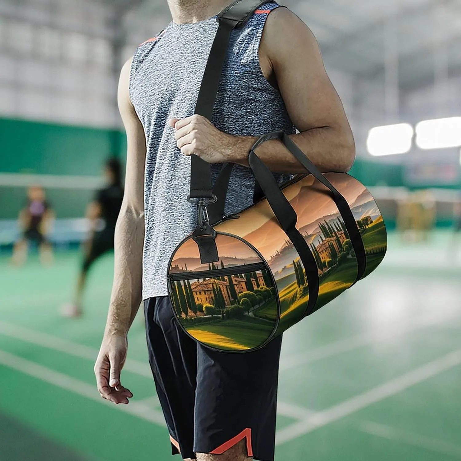 Italy Tuscan Gym Bag Small Travel Duffle Bag with Compartment Carry On Weekender Bag for Women Men