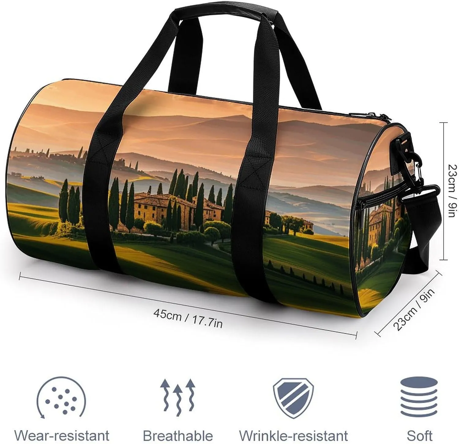 Italy Tuscan Gym Bag Small Travel Duffle Bag with Compartment Carry On Weekender Bag for Women Men