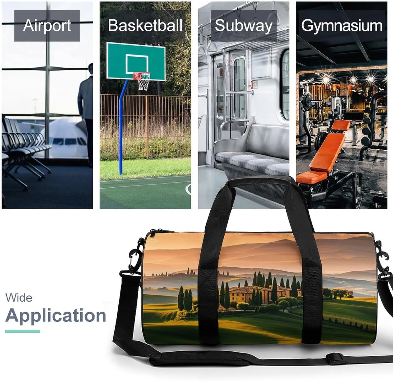 Italy Tuscan Gym Bag Small Travel Duffle Bag with Compartment Carry On Weekender Bag for Women Men