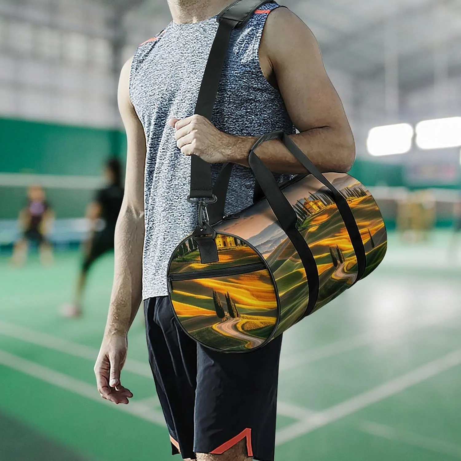 Italy-Tuscan Gym Bag Small Travel Duffle Bag with Compartment Carry On Weekender Bag for Women Men
