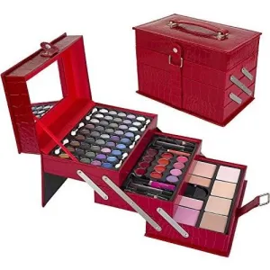 Ivation All-In-One Makeup Kit in Red Leather-look Train Case