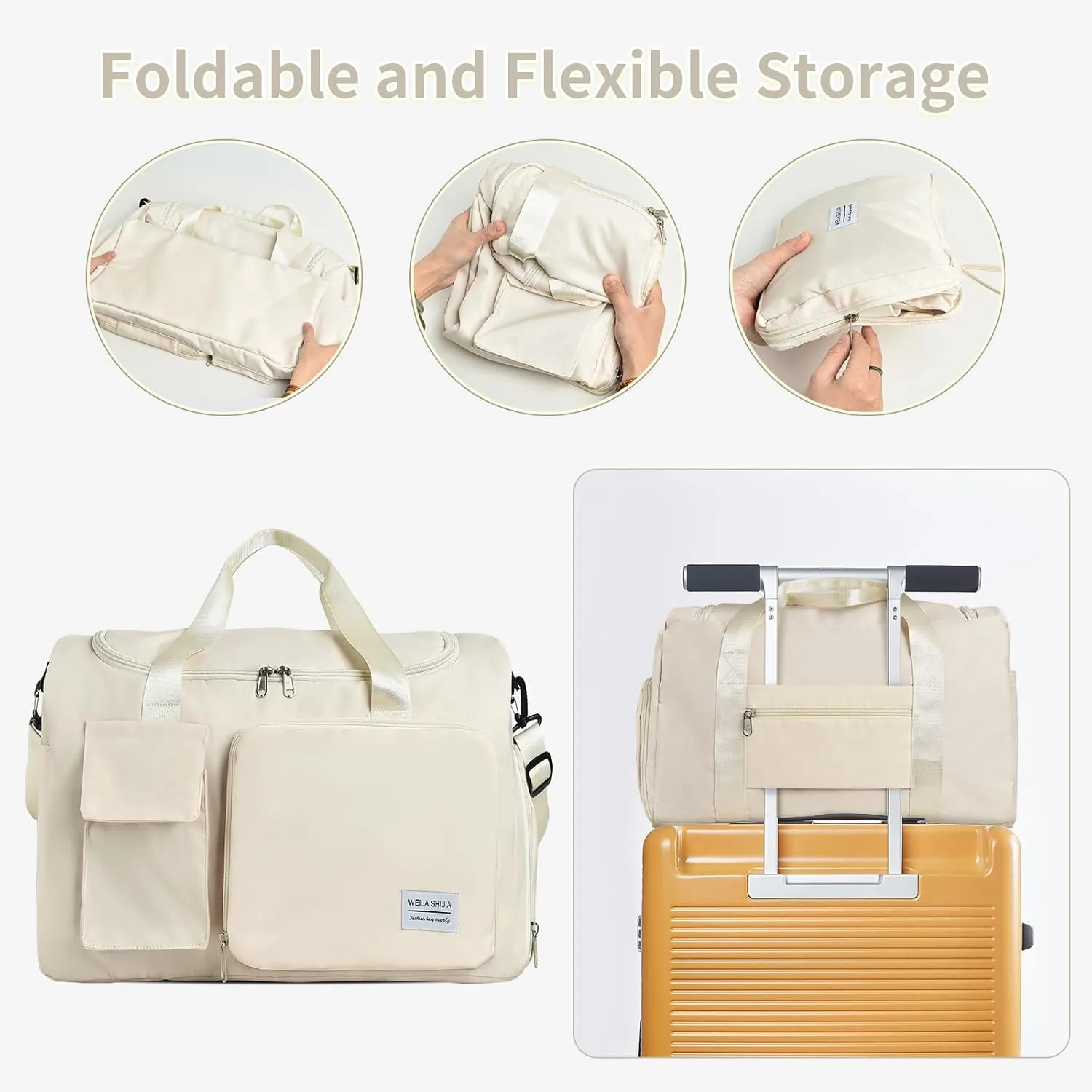 IwIeIaIrI Fitness Workout Gym Duffle Bag for Women with Shoes Compartment Waterproof Tote Bag and Weekend Bag for Girls Travel Duffle Bag with Dry and Wet Separation for Sports Activity Yoga Camping