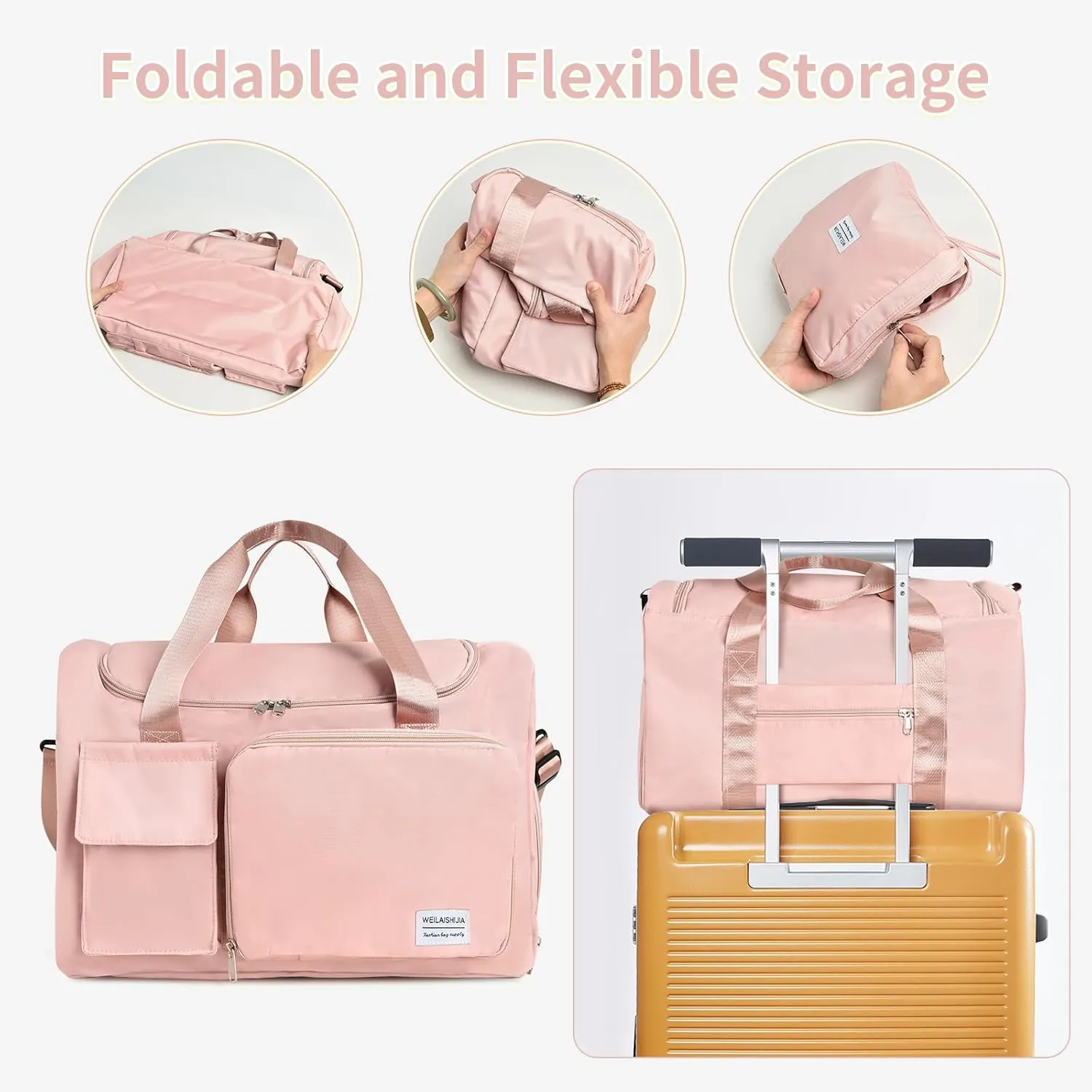 IwIeIaIrI Fitness Workout Gym Duffle Bag for Women with Shoes Compartment Waterproof Tote Bag and Weekend Bag for Girls Travel Duffle Bag with Dry and Wet Separation for Sports Activity Yoga Camping