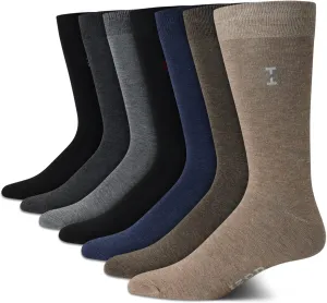 IZOD Men's Dress Socks - 7 Pack Lightweight Stretch Stay Up Cuff Mid-Calf Crew Socks - Dress Socks for Men (6-12.5)