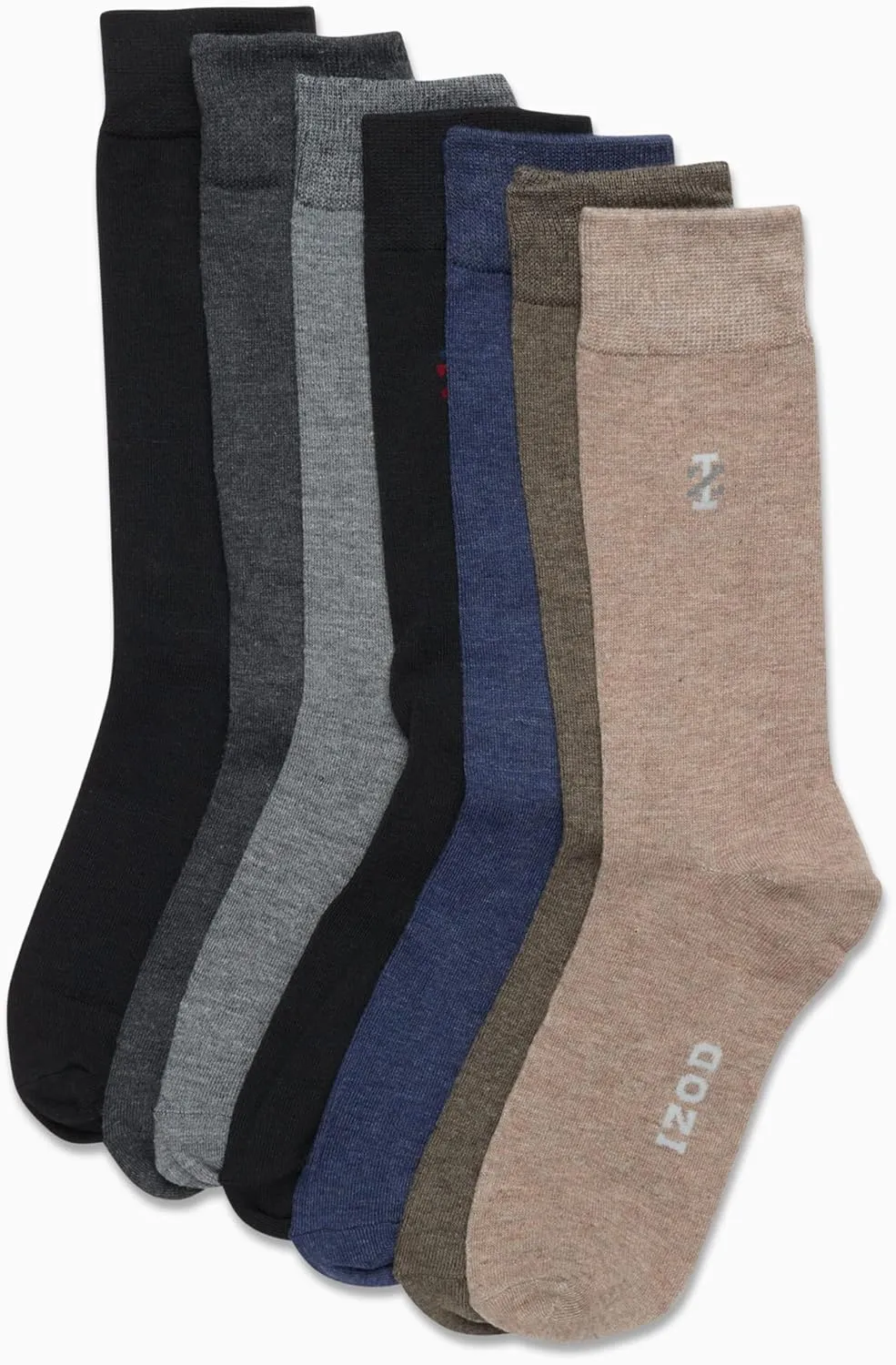 IZOD Men's Dress Socks - 7 Pack Lightweight Stretch Stay Up Cuff Mid-Calf Crew Socks - Dress Socks for Men (6-12.5)