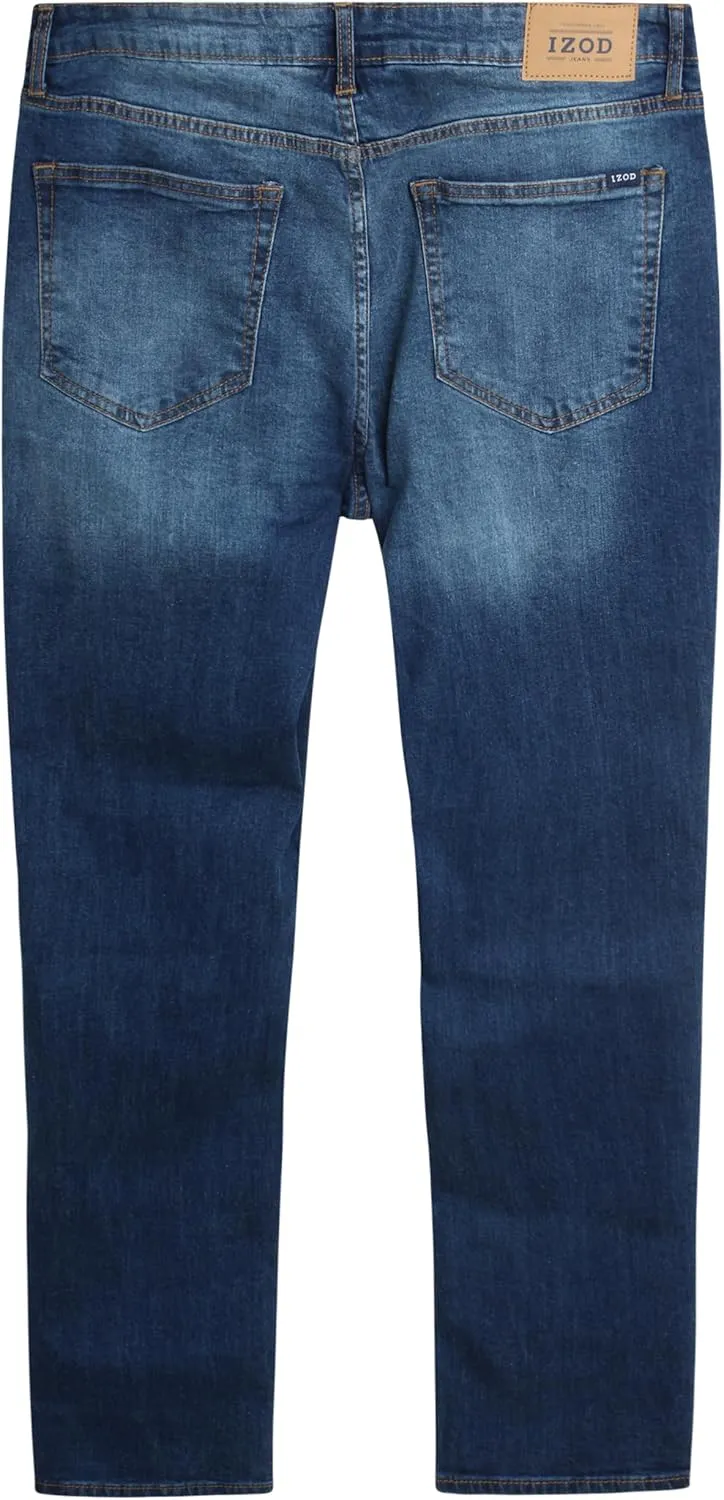 IZOD Men's Slim Fit Jeans - Classic Comfort Stretch Lightweight Denim Jeans - Casual Work Pants for Men