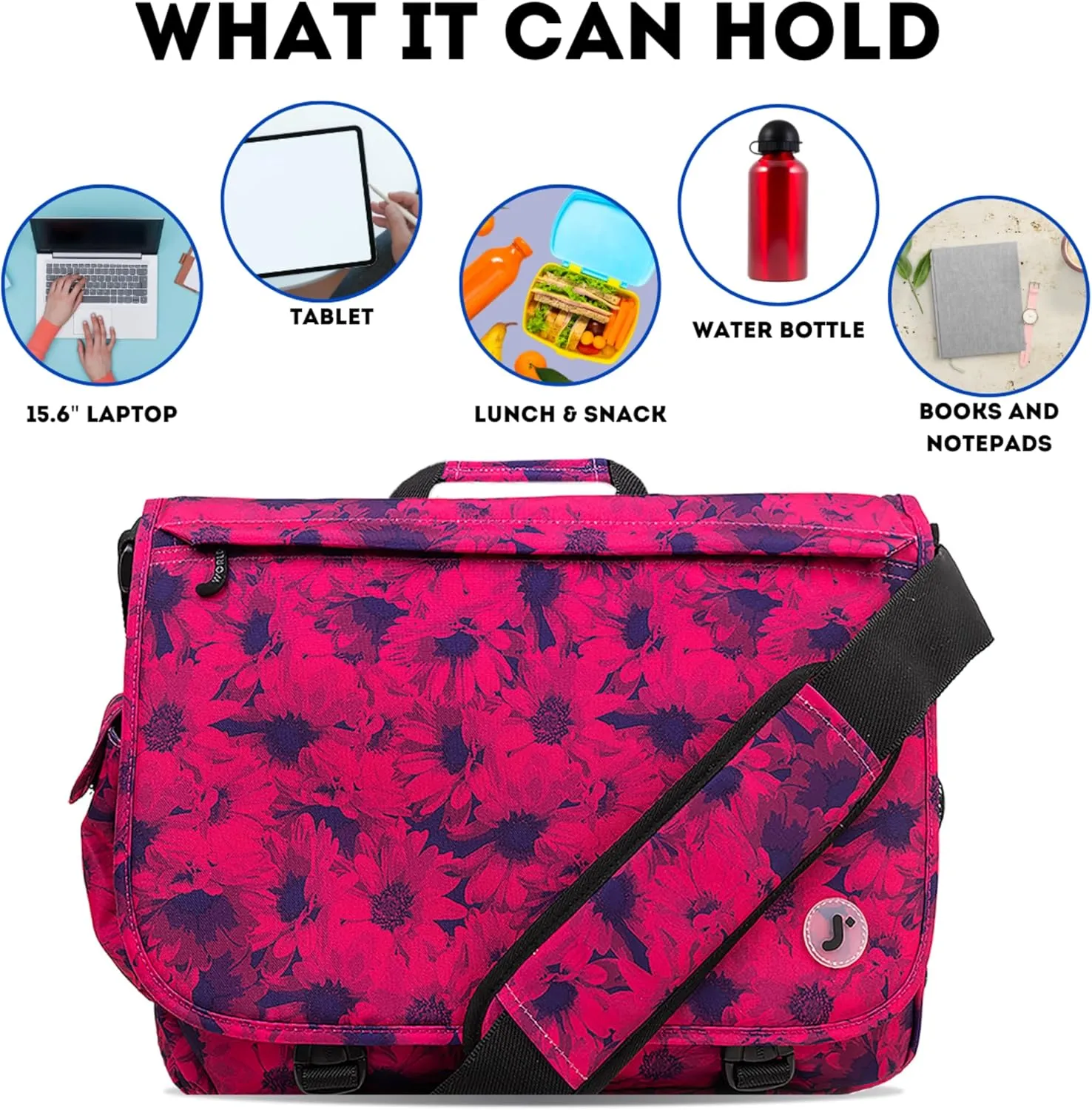 J World New York Thomas Laptop Messenger Bag for Women & Men. Kids Computer Bookbag