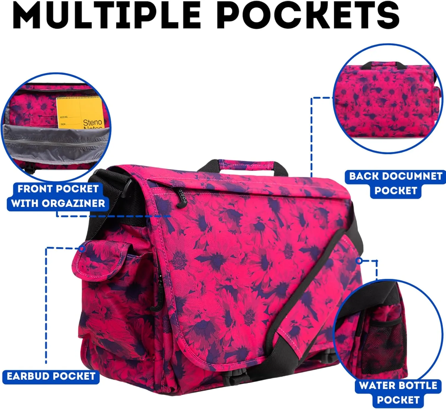 J World New York Thomas Laptop Messenger Bag for Women & Men. Kids Computer Bookbag