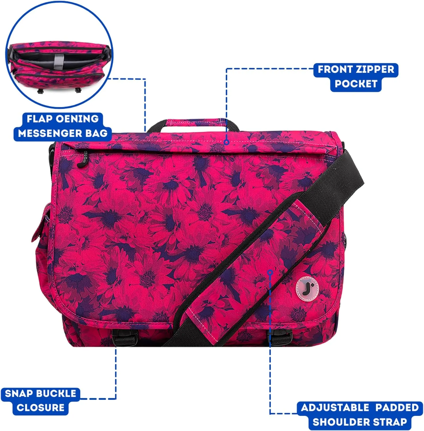 J World New York Thomas Laptop Messenger Bag for Women & Men. Kids Computer Bookbag