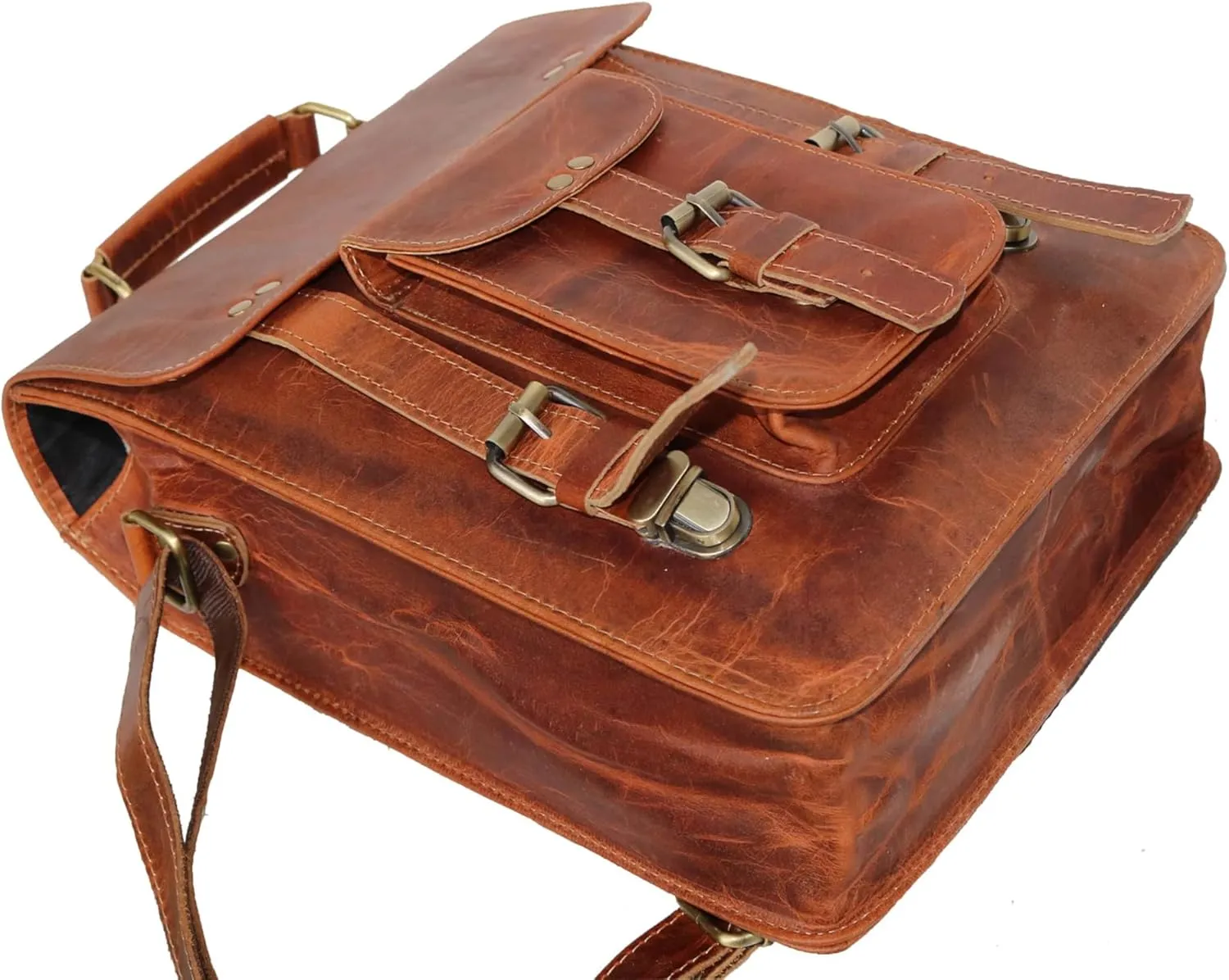 jaald Genuine Leather Messenger Bag Vintage Laptop Crossbody Bag Satchel Man Purse Shoulder Bag for man woman office bag