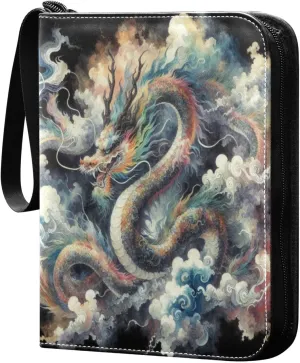 Japanese Dragon Painting Card Binder 4-Pocket, 400 Pockets Trading Cards Holder Games Card Albums Storage Organizer Case for Football, Baseball Cards