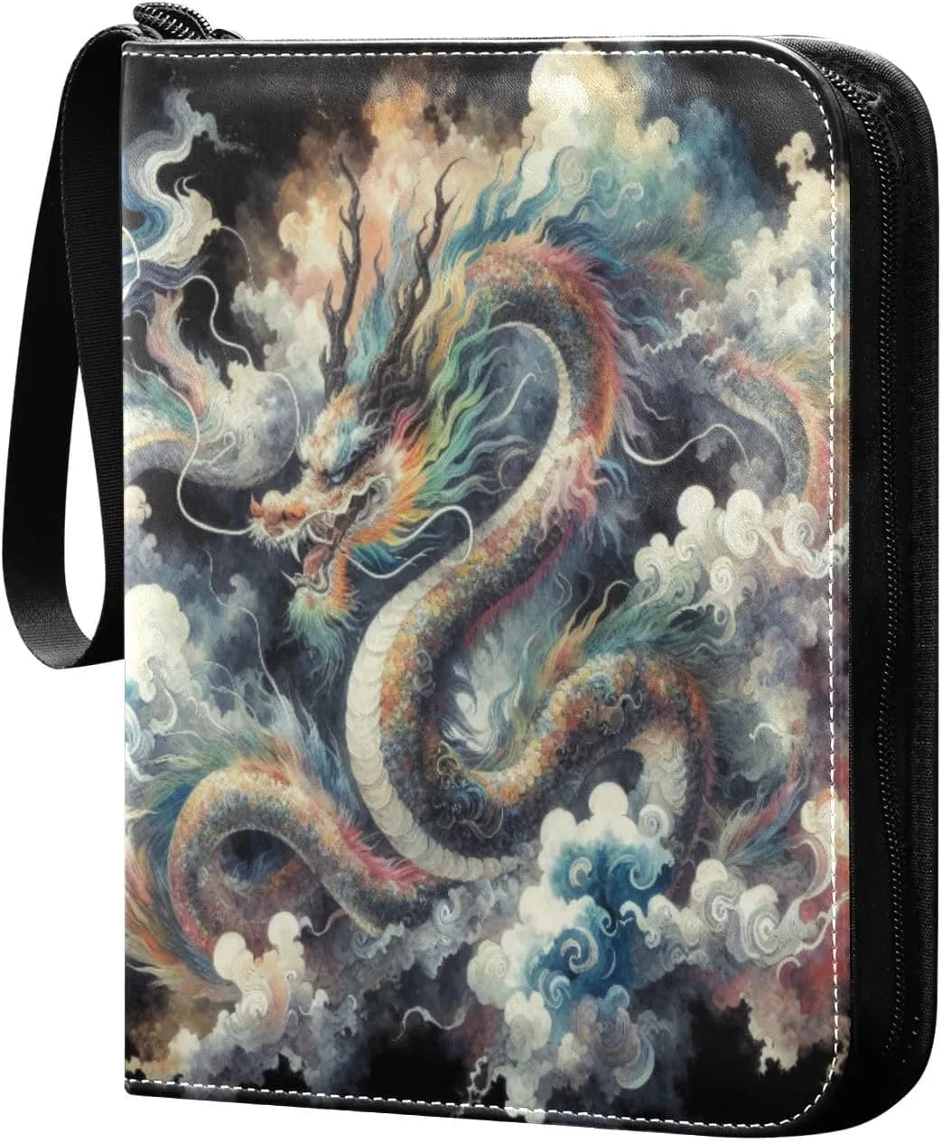 Japanese Dragon Painting Card Binder 4-Pocket, 400 Pockets Trading Cards Holder Games Card Albums Storage Organizer Case for Football, Baseball Cards