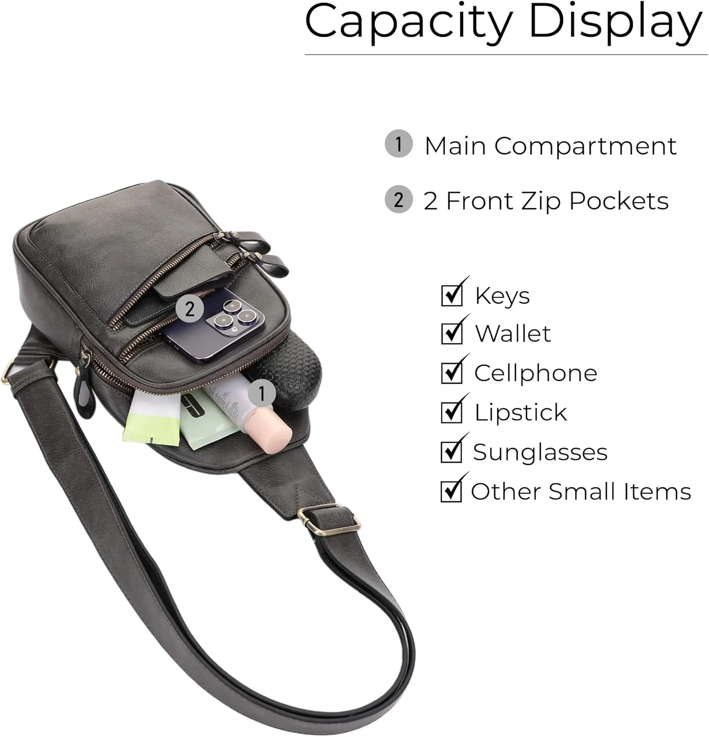 JESSIE & JAMES Jeannie Unisex Multi-Pocket Concealed Carry Sling Bag Crossbody Backpack Purse