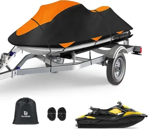 Jet Ski Cover Waterproof for 1-2 Seats Jet Ski Covers Heavy Duty 2 Air Vent Marine Grade UV Resistant Durable Outdoor Waverunner Cover Fits Yamaha Sea-Doo Kawasaki Fits 116" to 125"