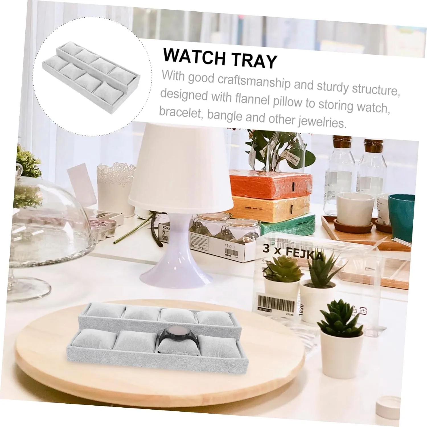 Jewelry Display Plate Velour Double-Layer Watch Organizer Jewelry Retail Display Scratch-Proof Velvet