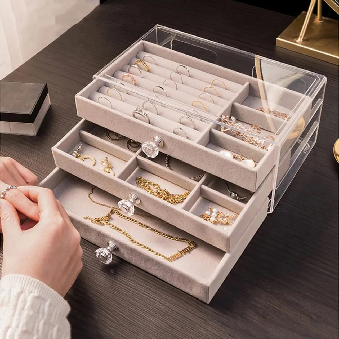 Jewelry Organizer Box, Multi-layer Jewelry Storage Holder with Drawers