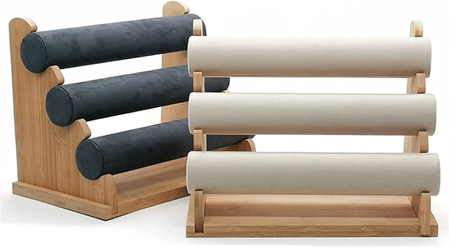 Jewelry Rack 3 Tiers Bracelet Holder, Jewelry Organizer Stand and Display, Detachable Bracelet Display Stand, Stylish Wrist Watch Organizer Jewelry Stand Holder (Color : Beige velvet)