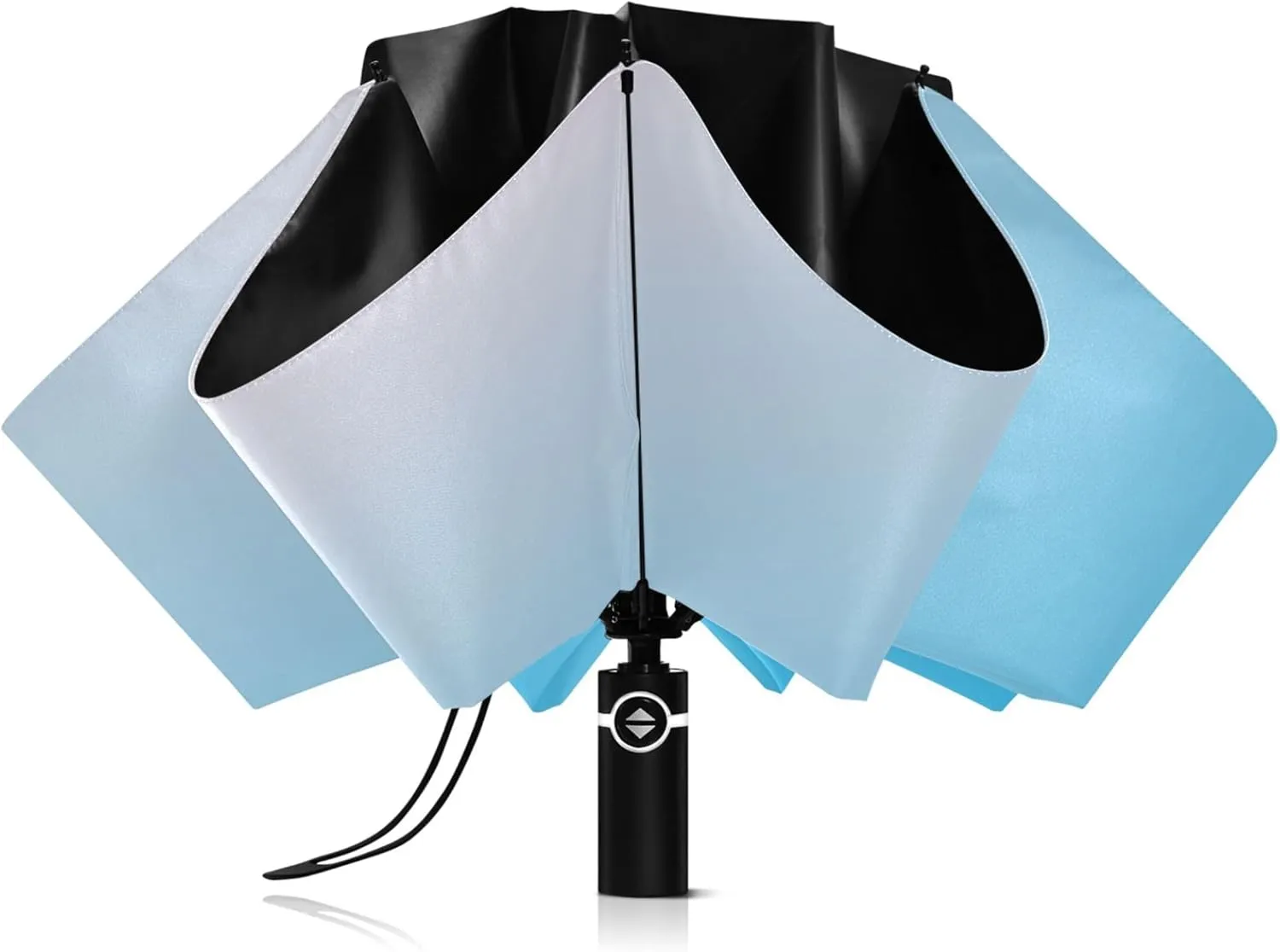 Joisal Violet Slate Blue Gradient Travel Umbrella Windproof Travel Black Uv Protection Umbrella Portable Umbrella Automatic Open and Close for Rain and Sun