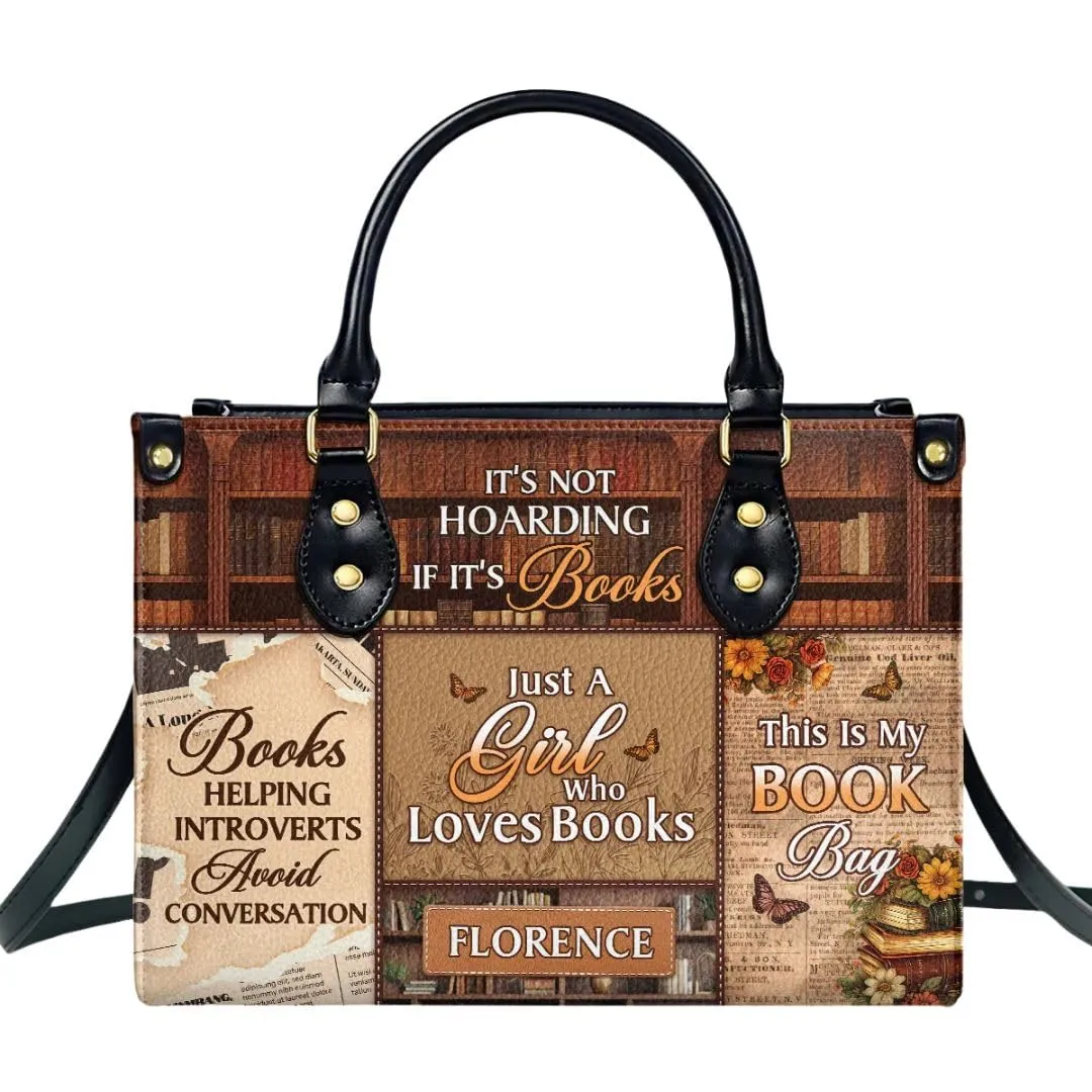Just A Girl Who Loves Books, This Is My Book Bag Personalized Leather Bag, Book Lovers Leather Bag for Women, Bookish Handbag, Book Lovers Leather Shoulder Bag, Bookish Gifts for Her, Readers Gifts