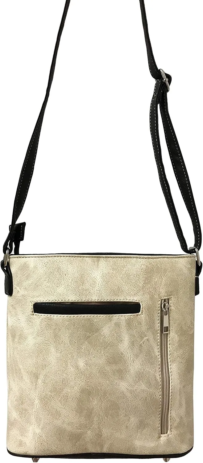 Justin West Native Longhorn Cow Skull Cactus Feather Color Conceal Carry Shoulder Handbag Purse | Trifold Wallet