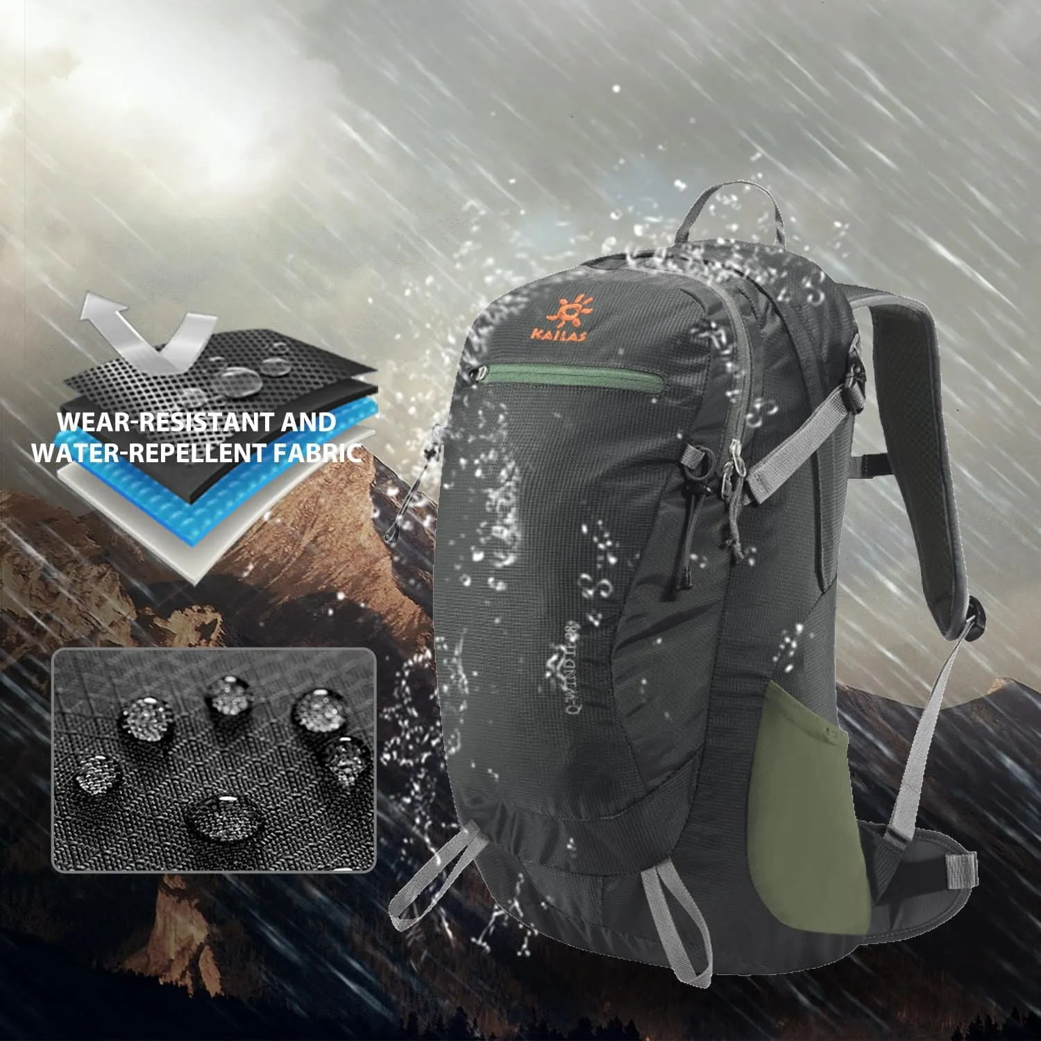 KAILAS Q-WIND II 28L Hiking Daypack Waterproof Lightweight Backpack with Rain Cover for Men Women Travel Outdoor