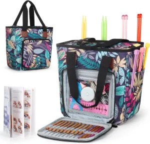 Katech Crochet Bag Yarn Storage Organizer, Crochet & Knitting Accessories Tote - Medium A