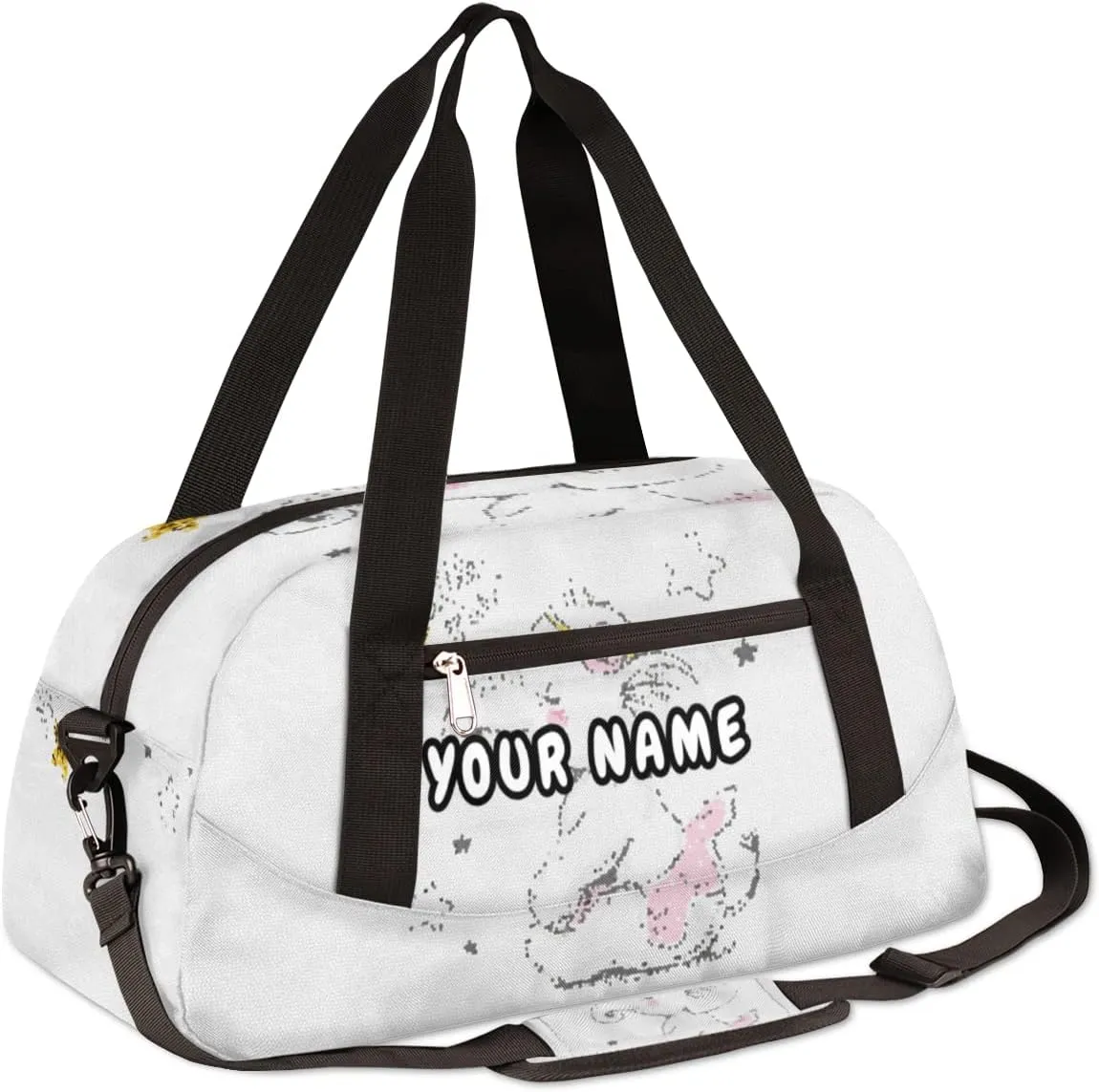 Kawaii Elephant Personalized Kids Duffel Bag for Girls Boys, Elephant Debris Custom Name Dance Bag Overnight Small Duffel Bag Carry On Weekend Sports Travel Bag for School Practice Gymnastics Ballet