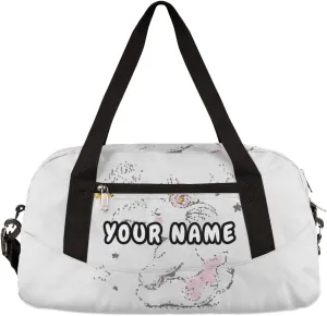 Kawaii Elephant Personalized Kids Duffel Bag for Girls Boys, Elephant Debris Custom Name Dance Bag Overnight Small Duffel Bag Carry On Weekend Sports Travel Bag for School Practice Gymnastics Ballet