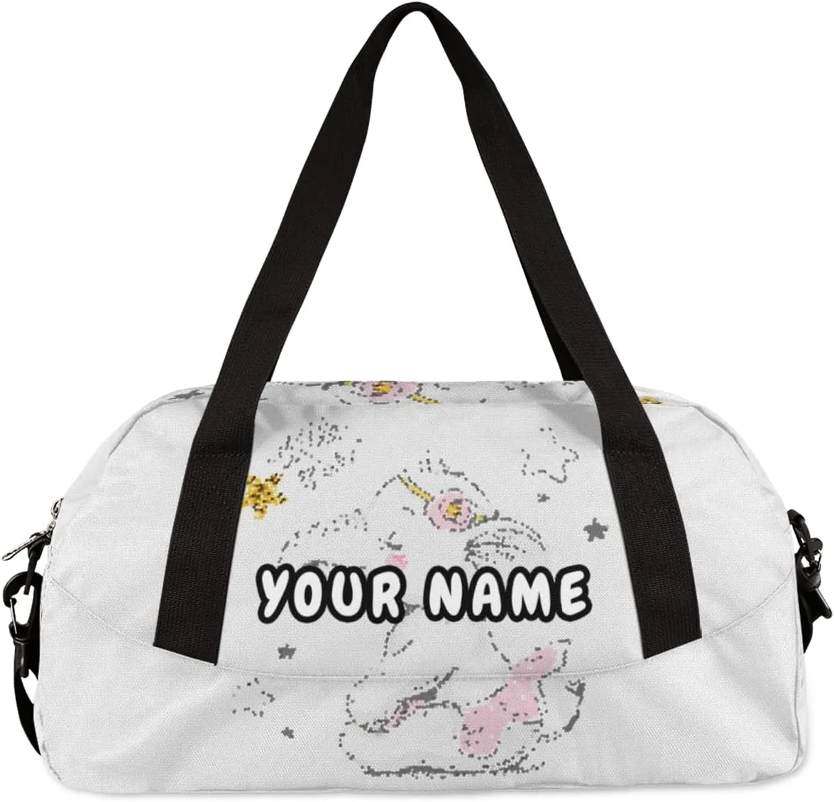 Kawaii Elephant Personalized Kids Duffel Bag for Girls Boys, Elephant Debris Custom Name Dance Bag Overnight Small Duffel Bag Carry On Weekend Sports Travel Bag for School Practice Gymnastics Ballet