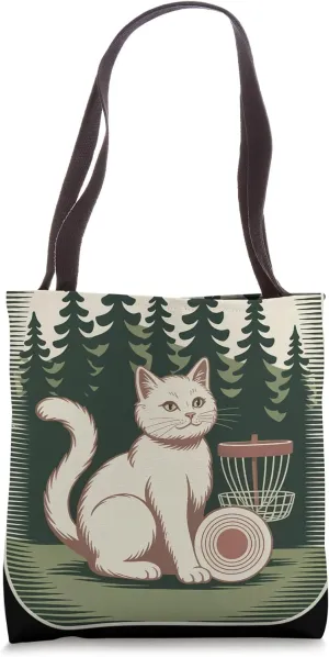 Kawaii Feline Cat Frisbee Golf Vintage Disc Golf Tote Bag