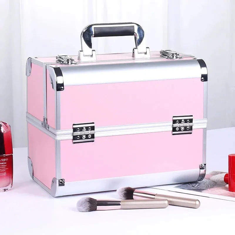 Kawaii Makeup Train Case 🎀✨ | Adjustable 4-Tray Organizer with Lockable Compartments 💖💄