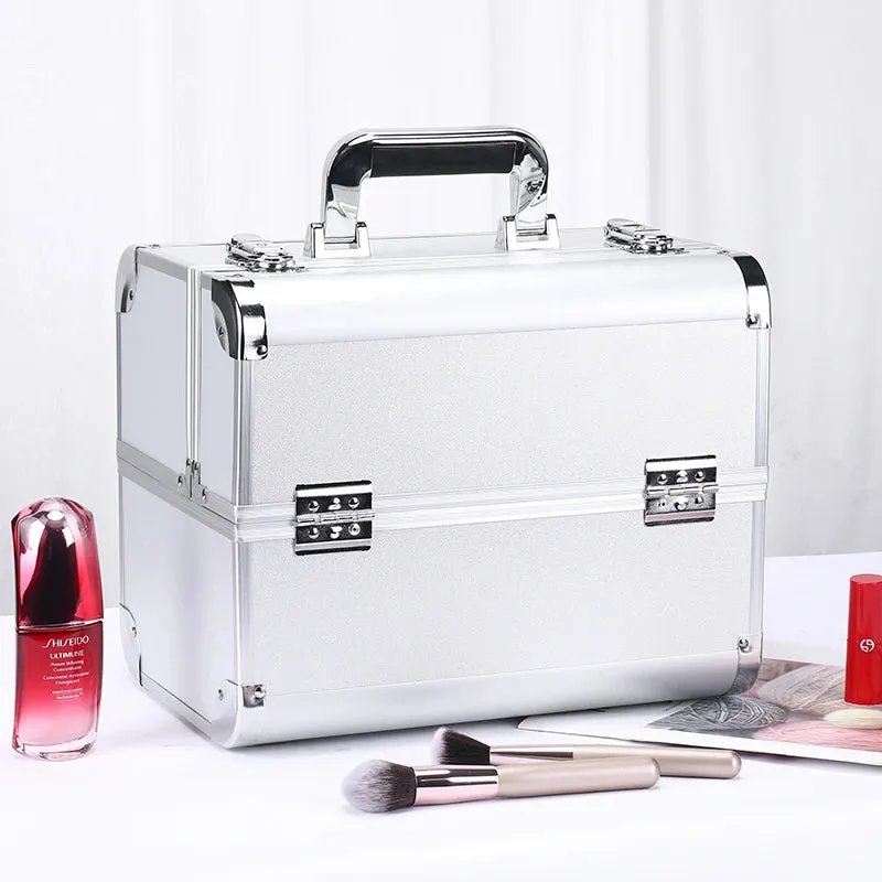 Kawaii Makeup Train Case 🎀✨ | Adjustable 4-Tray Organizer with Lockable Compartments 💖💄